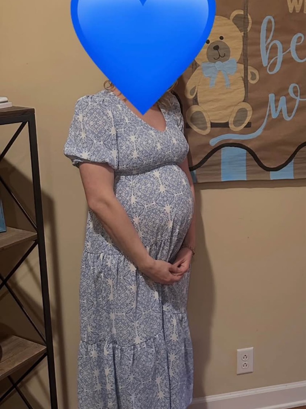 Pinkblush Light Blue Printed Maternity Dress - Picture 3 of 3